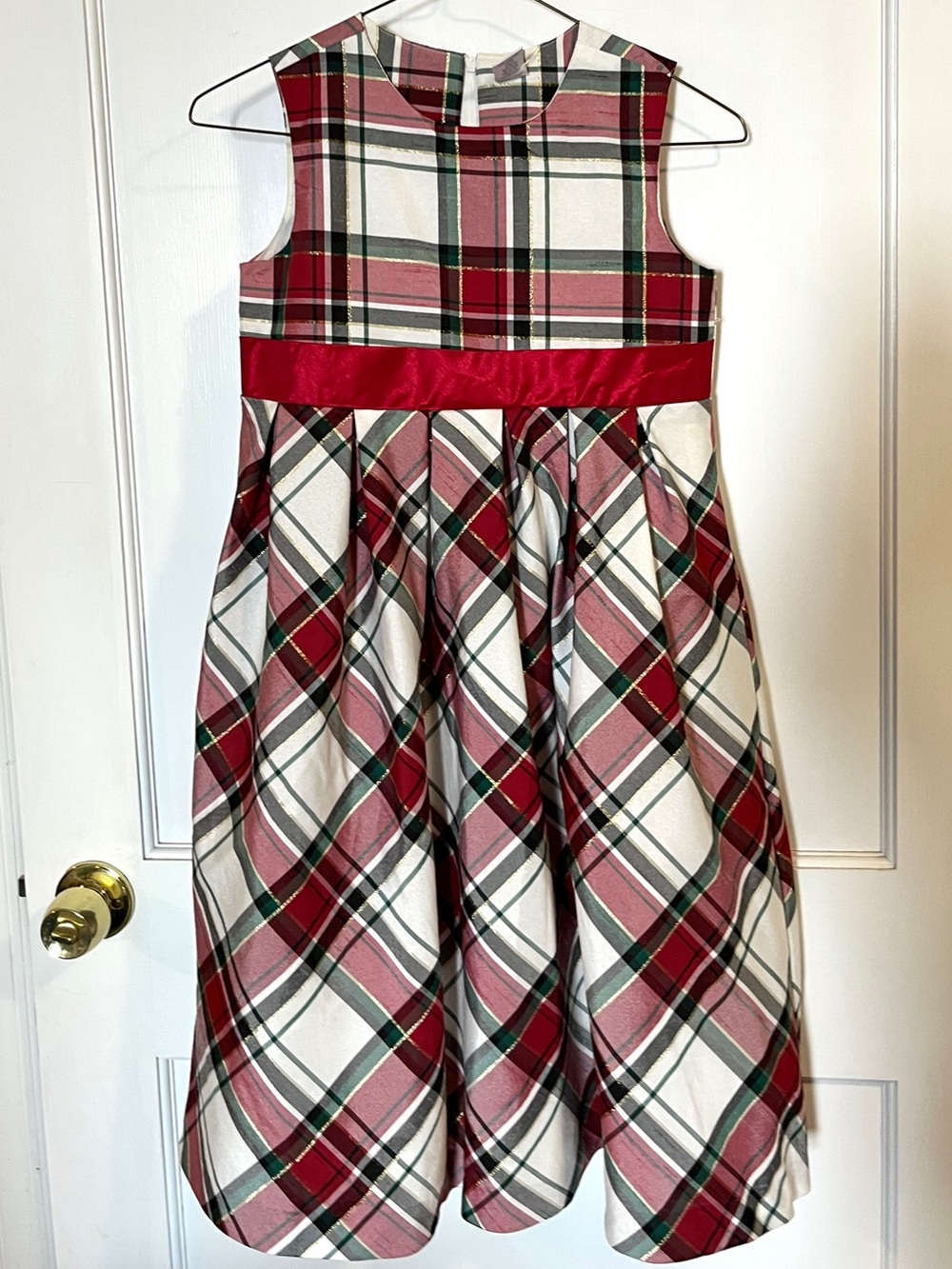 Gymboree NWT Red and Cream w Green Plaid Satin-Band Girls Dress